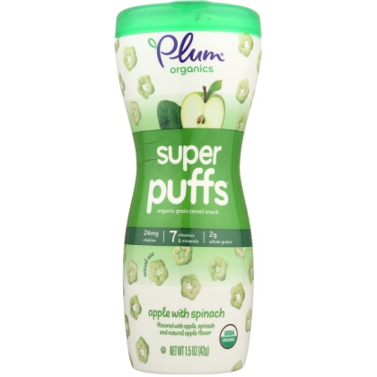 PLUM ORGANICS: Puffs Super Spinach Green Apple, 1.5 oz