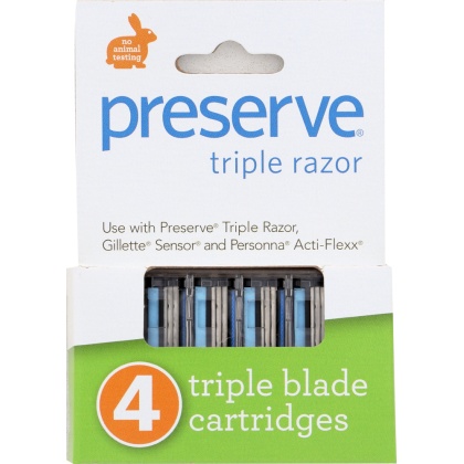 PRESERVE: Razor Blade Replacement Triple Blade 4 Cartridge, 1 ea