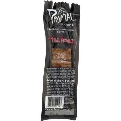 PRIMAL STRIPS: Jerky Vegan Seitan Thai Peanut, 1 oz