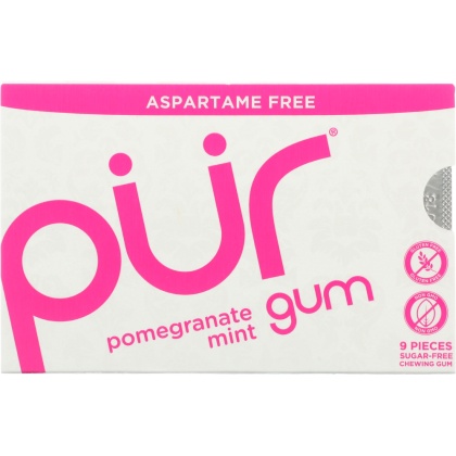 PUR GUM: Aspartame Free Gum Pomegranate Mint, 9 pc