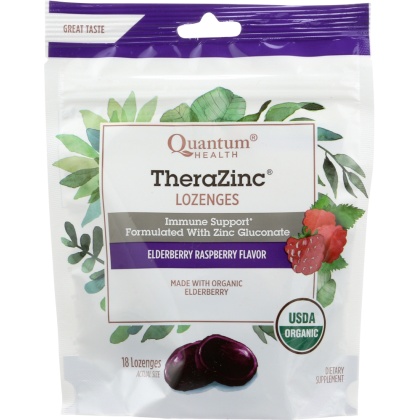 QUANTUM: Lozenges TheraZinc Elderberry Organic, 18 ea