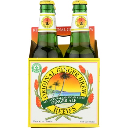REED\'S INC: Original Ginger Brew Jamaican Style Ginger Ale Pack of 4 (12 oz each), 48 oz