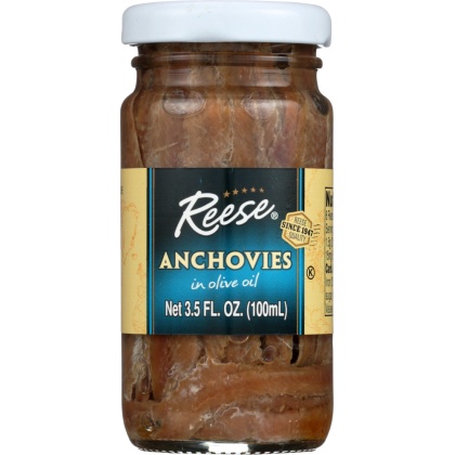 REESE: Flat Anchovies in Glass, 3.5 oz