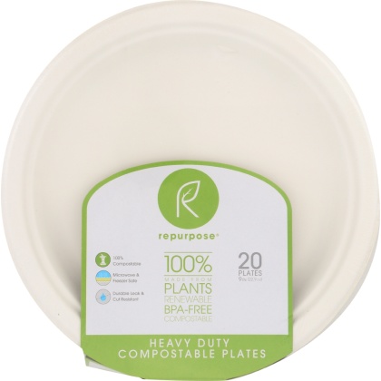 REPURPOSE: Compostable 9 Inch Plates, 20 count