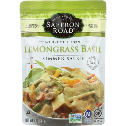 SAFFRON ROAD: Gluten Free Simmer Sauce Lemongrass Basil, 7 oz