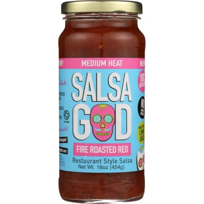 SALSA GOD: Salsa Medium Fire Roasted Red, 16 oz