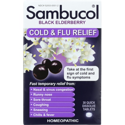 SAMBUCOL: Black Elderberry Cold & Flu Relief, 30 Quick Dissolve Tablets