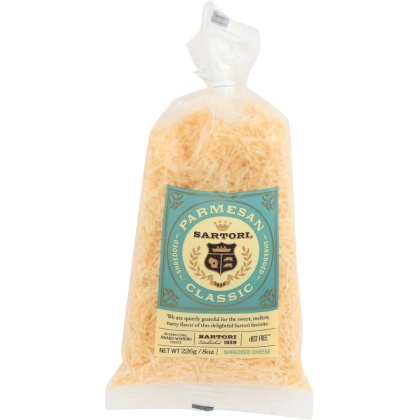 SARTORI: Parmesan Shredded Cheese, 8 Oz