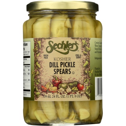 SECHLERS: Dill Pickles Spears Kosher, 24 oz