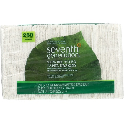 SEVENTH GENERATION: Napkins 1-Ply White, 250 Count