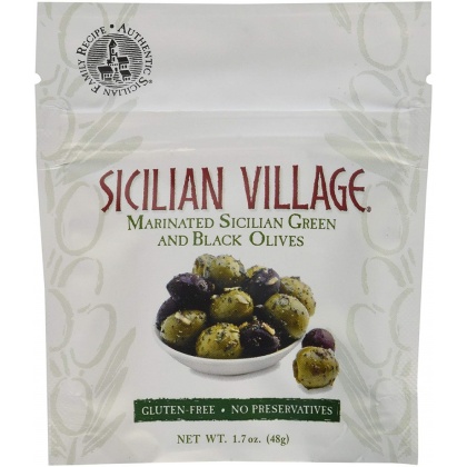 SICILIAN VILLAGE: Olives Green Black Marinated, 1.7 oz