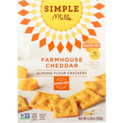 SIMPLE MILLS: Almond Flour Crackers Farmhouse Cheddar, 4.25 oz