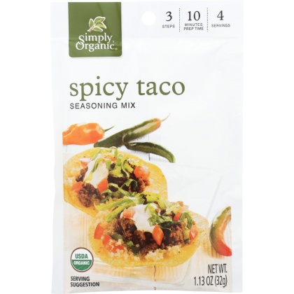 SIMPLY ORGANIC: Seasoning Mix Spicy Taco, 1.13 Oz