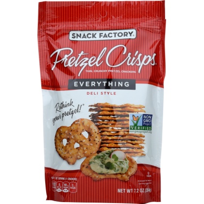 SNACK FACTORY: Pretzel Crisps Deli Style Everything, 7.2 oz