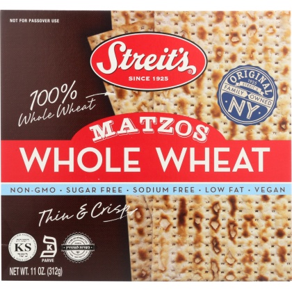 STREITS: Whole Wheat Matzo, 11 oz