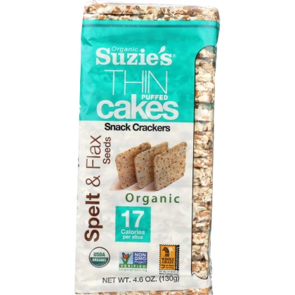 SUZIES: Spelt & Flax Seeds Thin Puffed Cakes, 4.6 oz