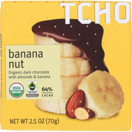 TCHO: Dark Chocolate Banana Nut Bar, 2.5 oz