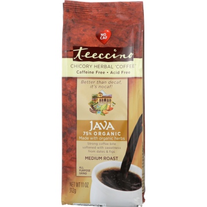 TEECCINO: Herbal Coffee Mediterranean Java Medium Roast Caffeine-Free, 11 oz