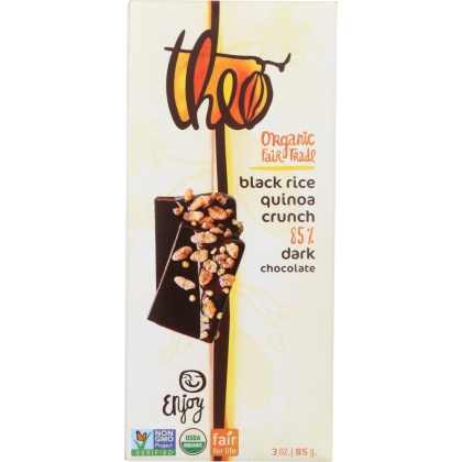 THEO CHOCOLATE: Black Rice 85% Dark Chocolate Bar, 3 oz