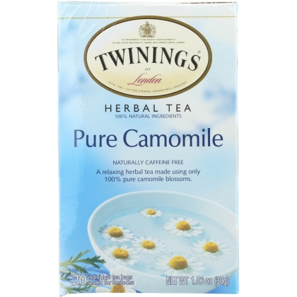 TWININGS OF LONDON: Herbal Tea Pure Camomile Caffeine Free, 20 Tea Bags, 1.06 Oz