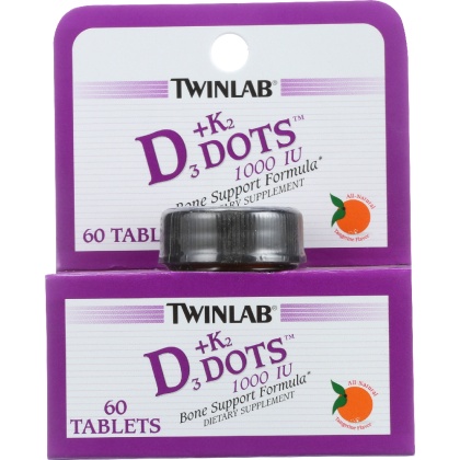 TWINLAB: D3 plus K2 Dots Tangerine 1000 IU, 60 tablets