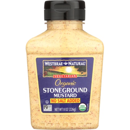 WESTBRAE: Natural Stoneground Mustard No Salt Added, 8 oz