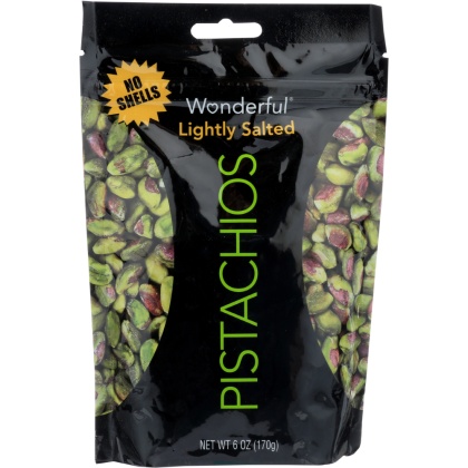 WONDERFUL PISTACHIOS: Lightly Salted Pistachios No Shells, 6 oz