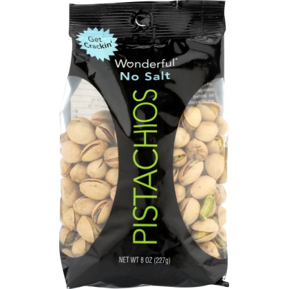 WONDERFUL PISTACHIOS: No Salt Pistachios, 8 oz