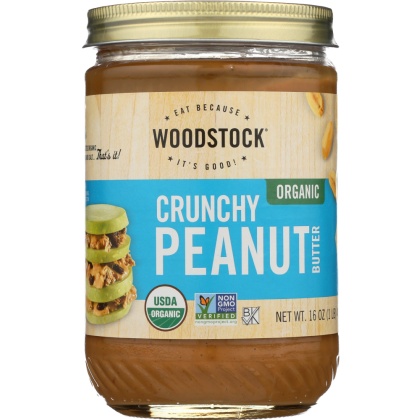 WOODSTOCK: Peanut Butter Crunchy Salted Organic, 16 oz