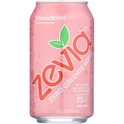 ZEVIA: Zero Calorie Soda Strawberry 6-12oz, 72 oz