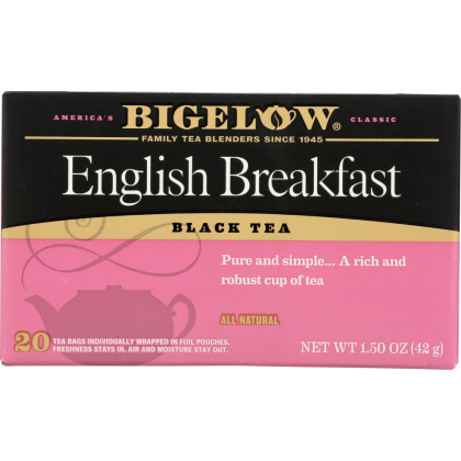 BIGELOW: English Breakfast Black Tea All Natural 20 Tea Bags, 1.50 oz