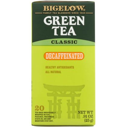 BIGELOW: Green Tea Classic Decaffeinated 20 Tea Bags, 0.91 oz