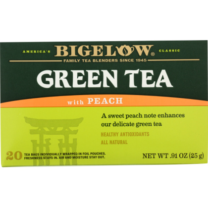BIGELOW: Green Tea With Peach 20 Tea Bags, 0.91 oz