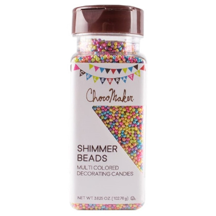 CHOCOMAKER: Shimmer Beads Multicolored Decorating Candies, 3.63 oz