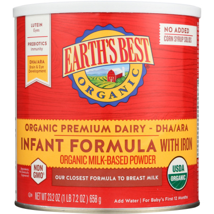 EARTH\'S BEST: Organic Infant Formula with Iron, 23.2 oz