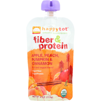 HAPPY BABY: Fiber & Protein Pears, Apples, Peaches, Pumpkin & Cinnamon 4 oz