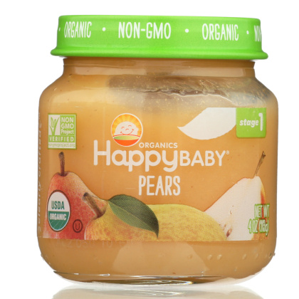 HAPPY BABY: Stage 1 Pears Baby Snack in Jar, 4 oz