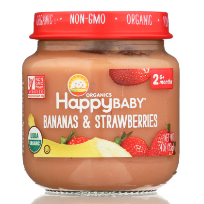 HAPPY BABY: Stage 2 Bananas and Strawberries, 4 oz