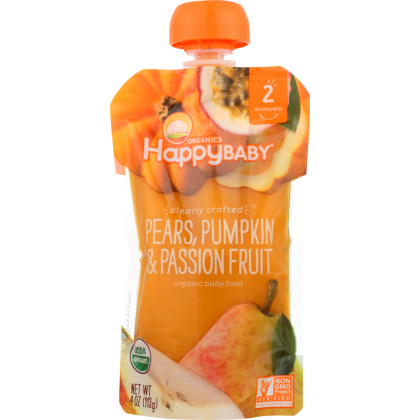 HAPPY BABY: Stage 2 Pear Pumpkin Passion fruit Organic, 4 oz