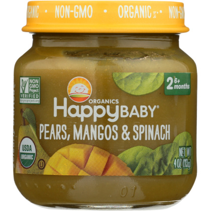HAPPY BABY: Stage 2 Pears Mangos and Spinach, 4 oz
