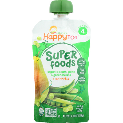 HAPPY TOT ORGANIC SUPERFOODS: Green Bean Pear and Pea, 4.22 oz