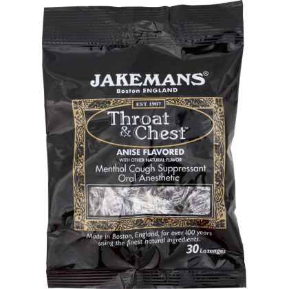 JAKEMANS: Lozenge Throat and Chest Licorice Menthol, 30 pc
