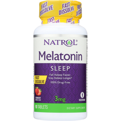 NATROL: Melatonin Fast Dissolve Strawberry Flavor 3 mg, 90 Tablets