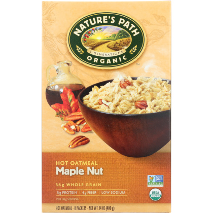 NATURE\'S PATH:  Organic Instant Hot Oatmeal Maple Nut 8 Packets, 14 oz