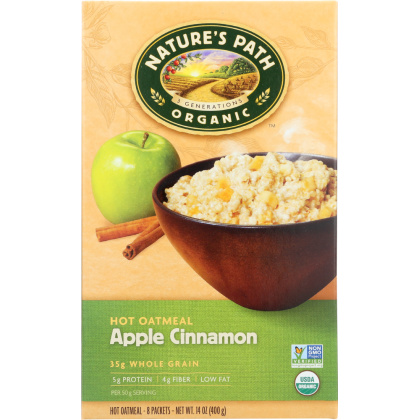 NATURE\'S PATH: Organic Instant Hot Oatmeal Apple Cinnamon 8 Packets, 14 oz