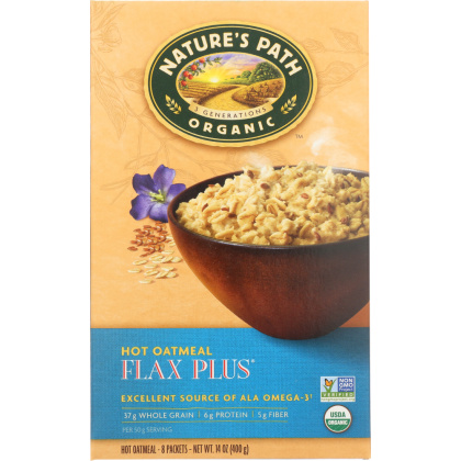 NATURE\'S PATH: Organic Instant Hot Oatmeal Flax Plus 8 Packets, 14 oz