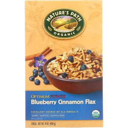 NATURE\'S PATH: Organic Optimum Power Cereal Blueberry Cinnamon Flax, 14 oz