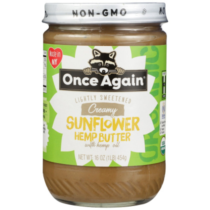 ONCE AGAIN: Creamy Sunflower Hemp Butter with Hemp Oil, 16 oz