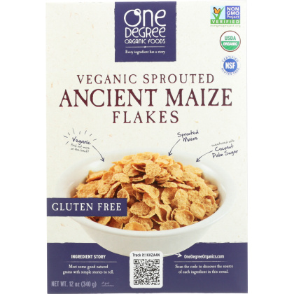 ONE DEGREE ORGANIC FOODS: Veganic Sprouted Ancient Maize Flakes, 12 oz