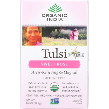 ORGANIC INDIA: Tea Tulsi Sweet Rose, 18 bg